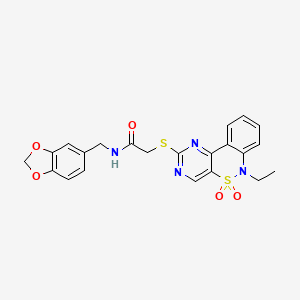 N-(1,3-benzodioxol-5-ylmethyl)-2-[(6-ethyl-5,5-dioxido-6H-pyrimido[5,4-c][2,1]benzothiazin-2-yl)thio]acetamide