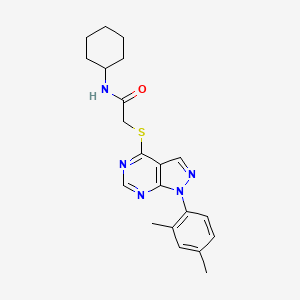 molecular formula C21H25N5OS B2851924 N-cyclohexyl-2-((1-(2,4-dimethylphenyl)-1H-pyrazolo[3,4-d]pyrimidin-4-yl)thio)acetamide CAS No. 872590-36-8