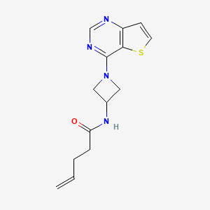 molecular formula C14H16N4OS B2851925 N-(1-Thieno[3,2-d]pyrimidin-4-ylazetidin-3-yl)pent-4-enamide CAS No. 2380078-36-2