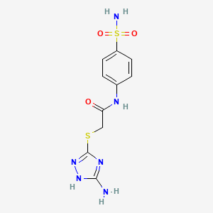 molecular formula C10H12N6O3S2 B2851926 2-[(5-amino-1H-1,2,4-triazol-3-yl)sulfanyl]-N-(4-sulfamoylphenyl)acetamide CAS No. 454189-71-0
