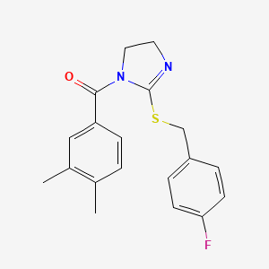 (3,4-dimethylphenyl)(2-((4-fluorobenzyl)thio)-4,5-dihydro-1H-imidazol-1-yl)methanone