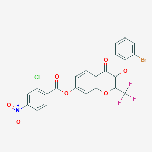 3-(2-bromophenoxy)-4-oxo-2-(trifluoromethyl)-4H-chromen-7-yl 2-chloro-4-nitrobenzoate