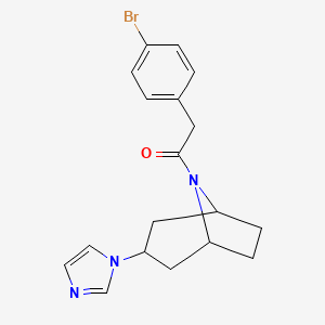 molecular formula C18H20BrN3O B2851941 1-((1R,5S)-3-(1H-imidazol-1-yl)-8-azabicyclo[3.2.1]octan-8-yl)-2-(4-bromophenyl)ethan-1-one CAS No. 2320681-84-1