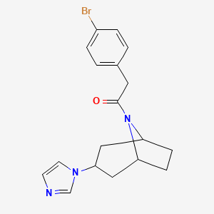 molecular formula C18H20BrN3O B2851941 1-((1R,5S)-3-(1H-咪唑-1-基)-8-氮杂双环[3.2.1]辛-8-基)-2-(4-溴苯基)乙-1-酮 CAS No. 2320681-84-1