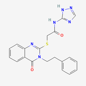 molecular formula C20H18N6O2S B2851944 2-((4-oxo-3-phenethyl-3,4-dihydroquinazolin-2-yl)thio)-N-(4H-1,2,4-triazol-3-yl)acetamide CAS No. 1115976-48-1