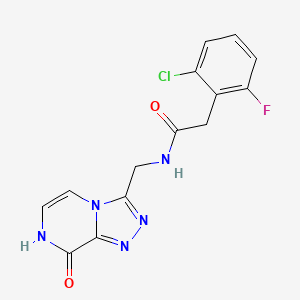 molecular formula C14H11ClFN5O2 B2851946 2-(2-chloro-6-fluorophenyl)-N-((8-hydroxy-[1,2,4]triazolo[4,3-a]pyrazin-3-yl)methyl)acetamide CAS No. 2034597-16-3