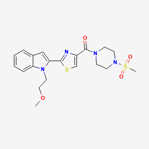 molecular formula C20H24N4O4S2 B2851947 (2-(1-(2-methoxyethyl)-1H-indol-2-yl)thiazol-4-yl)(4-(methylsulfonyl)piperazin-1-yl)methanone CAS No. 1170969-32-0