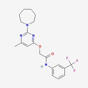 molecular formula C20H23F3N4O2 B2851950 2-{[2-(azepan-1-yl)-6-methylpyrimidin-4-yl]oxy}-N-[3-(trifluoromethyl)phenyl]acetamide CAS No. 1226443-28-2