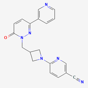 molecular formula C19H16N6O B2851969 6-(3-{[6-Oxo-3-(pyridin-3-yl)-1,6-dihydropyridazin-1-yl]methyl}azetidin-1-yl)pyridine-3-carbonitrile CAS No. 2202166-78-5