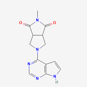 molecular formula C13H13N5O2 B2851970 2-Methyl-5-(7H-pyrrolo[2,3-d]pyrimidin-4-yl)-3a,4,6,6a-tetrahydropyrrolo[3,4-c]pyrrole-1,3-dione CAS No. 2415531-51-8