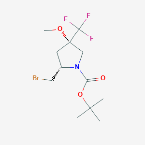 molecular formula C12H19BrF3NO3 B2851971 tert-Butyl (2S,4S)-2-(bromomethyl)-4-methoxy-4-(trifluoromethyl)pyrrolidine-1-carboxylate CAS No. 2171173-31-0