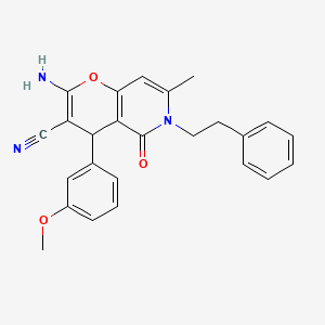2-amino-4-(3-methoxyphenyl)-7-methyl-5-oxo-6-phenethyl-5,6-dihydro-4H-pyrano[3,2-c]pyridine-3-carbonitrile