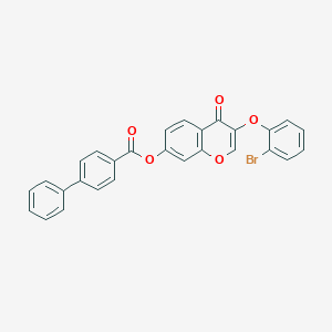 molecular formula C28H17BrO5 B285198 3-(2-bromophenoxy)-4-oxo-4H-chromen-7-yl [1,1'-biphenyl]-4-carboxylate 