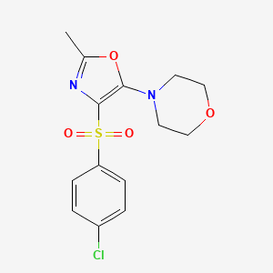 molecular formula C14H15ClN2O4S B2851994 4-(4-((4-Chlorophenyl)sulfonyl)-2-methyloxazol-5-yl)morpholine CAS No. 301158-86-1