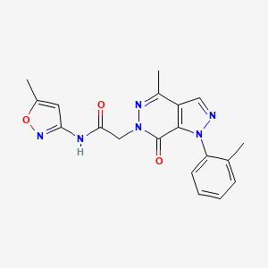 molecular formula C19H18N6O3 B2851996 2-(4-methyl-7-oxo-1-(o-tolyl)-1H-pyrazolo[3,4-d]pyridazin-6(7H)-yl)-N-(5-methylisoxazol-3-yl)acetamide CAS No. 955852-97-8