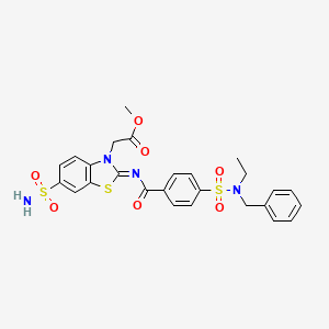 molecular formula C26H26N4O7S3 B2852002 (Z)-methyl 2-(2-((4-(N-benzyl-N-ethylsulfamoyl)benzoyl)imino)-6-sulfamoylbenzo[d]thiazol-3(2H)-yl)acetate CAS No. 865199-41-3