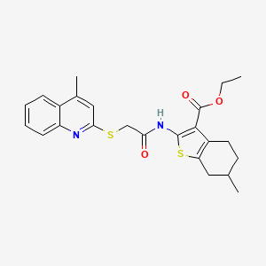 molecular formula C24H26N2O3S2 B2852003 Ethyl 6-methyl-2-(2-((4-methylquinolin-2-yl)thio)acetamido)-4,5,6,7-tetrahydrobenzo[b]thiophene-3-carboxylate CAS No. 671198-89-3