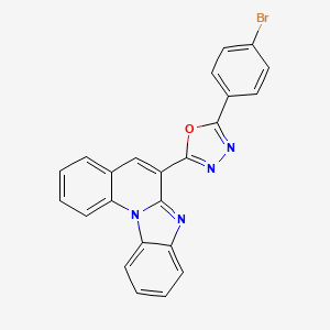 molecular formula C23H13BrN4O B2852009 9-[5-(4-Bromophenyl)-1,3,4-oxadiazol-2-yl]-1,11-diazatetracyclo[8.7.0.0^{2,7}.0^{12,17}]heptadeca-2,4,6,8,10,12(17),13,15-octaene CAS No. 2319924-11-1