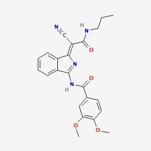 (Z)-N-(1-(1-cyano-2-oxo-2-(propylamino)ethylidene)-1H-isoindol-3-yl)-3,4-dimethoxybenzamide