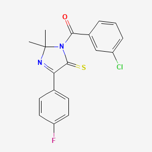 molecular formula C18H14ClFN2OS B2852026 1-(3-chlorobenzoyl)-4-(4-fluorophenyl)-2,2-dimethyl-2,5-dihydro-1H-imidazole-5-thione CAS No. 1223861-23-1