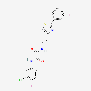 molecular formula C19H14ClF2N3O2S B2852040 N1-(3-chloro-4-fluorophenyl)-N2-(2-(2-(3-fluorophenyl)thiazol-4-yl)ethyl)oxalamide CAS No. 895784-92-6