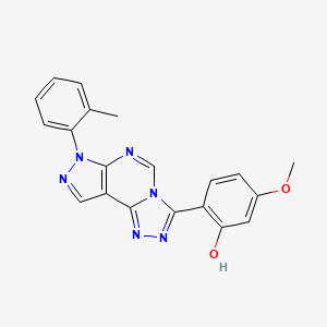 molecular formula C20H16N6O2 B2852046 5-Methoxy-2-[10-(2-methylphenyl)-3,4,6,8,10,11-hexaazatricyclo[7.3.0.0^{2,6}]dodeca-1(9),2,4,7,11-pentaen-5-yl]phenol CAS No. 902014-53-3