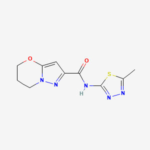 molecular formula C10H11N5O2S B2852049 N-(5-methyl-1,3,4-thiadiazol-2-yl)-6,7-dihydro-5H-pyrazolo[5,1-b][1,3]oxazine-2-carboxamide CAS No. 1448123-76-9