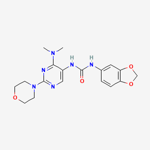 molecular formula C18H22N6O4 B2852063 1-(Benzo[d][1,3]dioxol-5-yl)-3-(4-(dimethylamino)-2-morpholinopyrimidin-5-yl)urea CAS No. 1796966-94-3