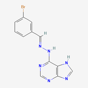 molecular formula C12H9BrN6 B2852070 (E)-6-(2-(3-溴苄基)腙)-9H-嘌呤 CAS No. 537667-38-2