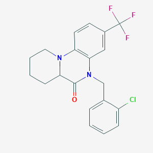 molecular formula C20H18ClF3N2O B2852071 5-(2-chlorobenzyl)-3-(trifluoromethyl)-7,8,9,10-tetrahydro-5H-pyrido[1,2-a]quinoxalin-6(6aH)-one CAS No. 1008960-75-5
