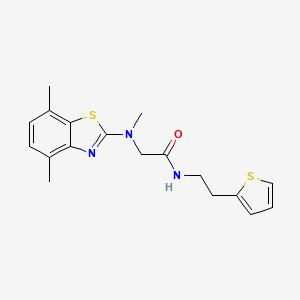 molecular formula C18H21N3OS2 B2852072 2-((4,7-dimethylbenzo[d]thiazol-2-yl)(methyl)amino)-N-(2-(thiophen-2-yl)ethyl)acetamide CAS No. 1396782-99-2