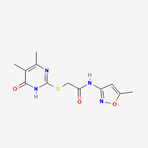 molecular formula C12H14N4O3S B2852079 2-((4,5-dimethyl-6-oxo-1,6-dihydropyrimidin-2-yl)thio)-N-(5-methylisoxazol-3-yl)acetamide CAS No. 899744-41-3