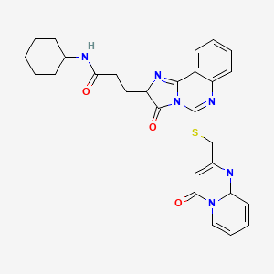 N-cyclohexyl-3-[3-oxo-5-[(4-oxopyrido[1,2-a]pyrimidin-2-yl)methylsulfanyl]-2H-imidazo[1,2-c]quinazolin-2-yl]propanamide