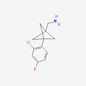 molecular formula C12H13ClFN B2852101 [3-(2-Chloro-4-fluorophenyl)-1-bicyclo[1.1.1]pentanyl]methanamine CAS No. 2287345-25-7