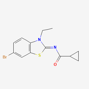 molecular formula C13H13BrN2OS B2852105 (E)-N-(6-bromo-3-ethylbenzo[d]thiazol-2(3H)-ylidene)cyclopropanecarboxamide CAS No. 865544-42-9
