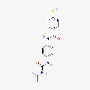 6-(methylsulfanyl)-N-(4-{[(propan-2-yl)carbamoyl]amino}phenyl)pyridine-3-carboxamide