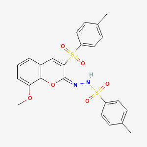 molecular formula C24H22N2O6S2 B2852133 (E)-N'-(8-methoxy-3-tosyl-2H-chromen-2-ylidene)-4-methylbenzenesulfonohydrazide CAS No. 892284-63-8