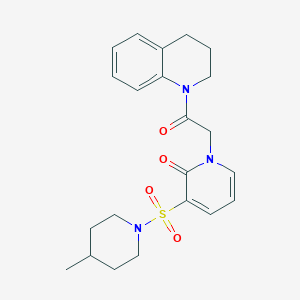 molecular formula C22H27N3O4S B2852139 1-(2-(3,4-dihydroquinolin-1(2H)-yl)-2-oxoethyl)-3-((4-methylpiperidin-1-yl)sulfonyl)pyridin-2(1H)-one CAS No. 1251704-45-6