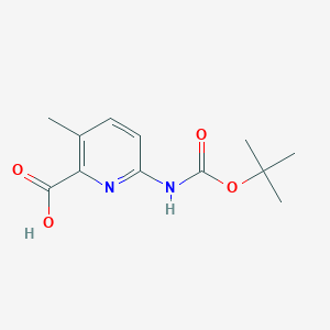molecular formula C12H16N2O4 B2852141 3-Methyl-6-[(2-methylpropan-2-yl)oxycarbonylamino]pyridine-2-carboxylic acid CAS No. 2248407-25-0