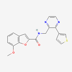 molecular formula C19H15N3O3S B2852145 7-methoxy-N-((3-(thiophen-3-yl)pyrazin-2-yl)methyl)benzofuran-2-carboxamide CAS No. 2034497-10-2