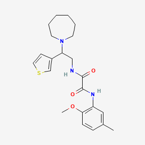 molecular formula C22H29N3O3S B2852167 N1-(2-(azepan-1-yl)-2-(thiophen-3-yl)ethyl)-N2-(2-methoxy-5-methylphenyl)oxalamide CAS No. 946248-42-6