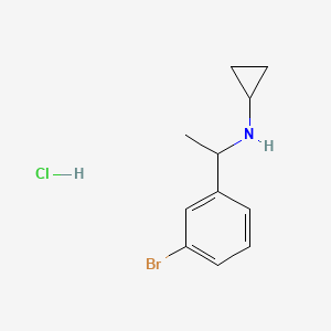 molecular formula C11H15BrClN B2852172 N-[1-(3-Bromophenyl)ethyl]cyclopropanamine;hydrochloride CAS No. 2367002-65-9