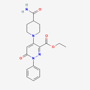 molecular formula C19H22N4O4 B2852175 Ethyl 4-(4-carbamoylpiperidin-1-yl)-6-oxo-1-phenyl-1,6-dihydropyridazine-3-carboxylate CAS No. 922095-75-8
