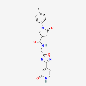 molecular formula C20H19N5O4 B2852180 5-oxo-N-((3-(2-oxo-1,2-dihydropyridin-4-yl)-1,2,4-oxadiazol-5-yl)methyl)-1-(p-tolyl)pyrrolidine-3-carboxamide CAS No. 2034268-34-1