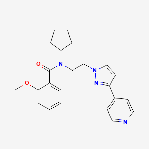 molecular formula C23H26N4O2 B2852194 N-环戊基-2-甲氧基-N-(2-(3-(吡啶-4-基)-1H-吡唑-1-基)乙基)苯甲酰胺 CAS No. 2034419-48-0