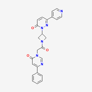 molecular formula C24H20N6O3 B2852196 2-[1-[2-(6-Oxo-4-phenylpyrimidin-1-yl)acetyl]azetidin-3-yl]-6-pyridin-4-ylpyridazin-3-one CAS No. 2380187-45-9