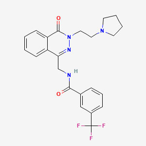molecular formula C23H23F3N4O2 B2852207 N-((4-oxo-3-(2-(pyrrolidin-1-yl)ethyl)-3,4-dihydrophthalazin-1-yl)methyl)-3-(trifluoromethyl)benzamide CAS No. 1428362-88-2