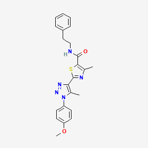 molecular formula C23H23N5O2S B2852229 2-(1-(4-methoxyphenyl)-5-methyl-1H-1,2,3-triazol-4-yl)-4-methyl-N-phenethylthiazole-5-carboxamide CAS No. 1207039-92-6