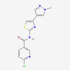 molecular formula C13H10ClN5OS B2852233 6-chloro-N-[4-(1-methyl-1H-pyrazol-4-yl)-1,3-thiazol-2-yl]pyridine-3-carboxamide CAS No. 1394742-57-4