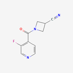 molecular formula C10H8FN3O B2852237 1-(3-氟异烟酰基)氮杂环丁烷-3-腈 CAS No. 2034285-01-1